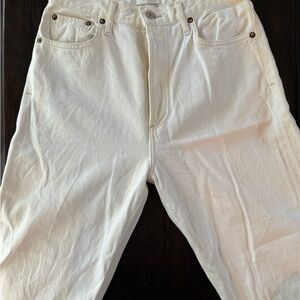 Agolde 90’s Pinch Waist White Straight Leg Jeans High-Waisted Button Fly